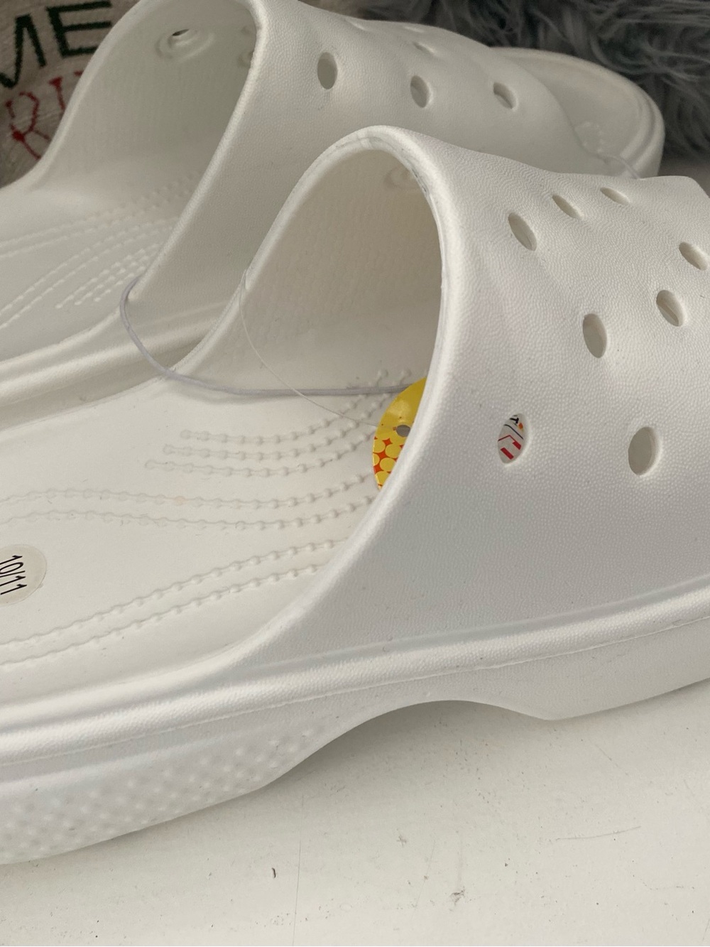 Women's White Ventilated Slide Flats